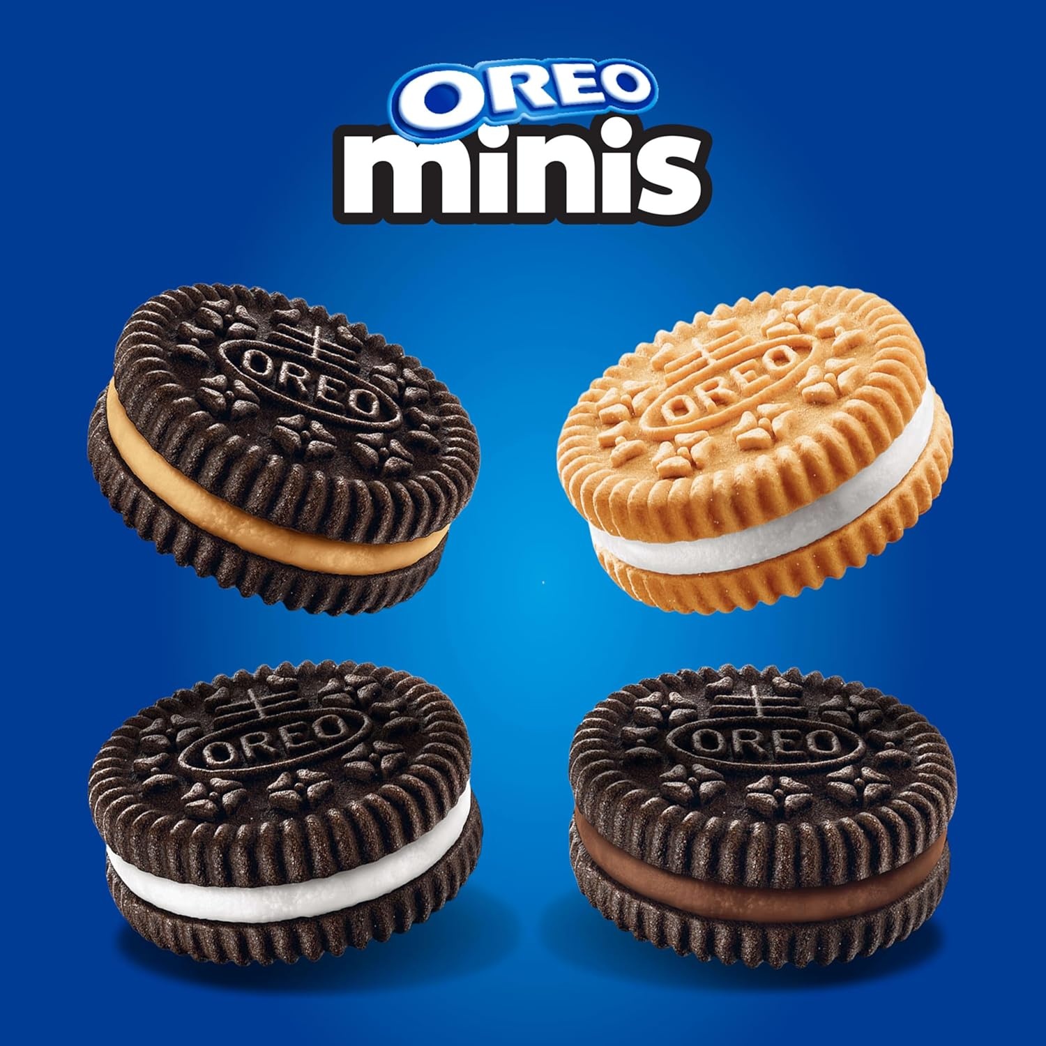 image:imageOREO Minis Sandwich Cookies Variety Pack Original Creme Chocolate Creme Peanut Butter Chocolate and Golden OREO 163 oz Bags