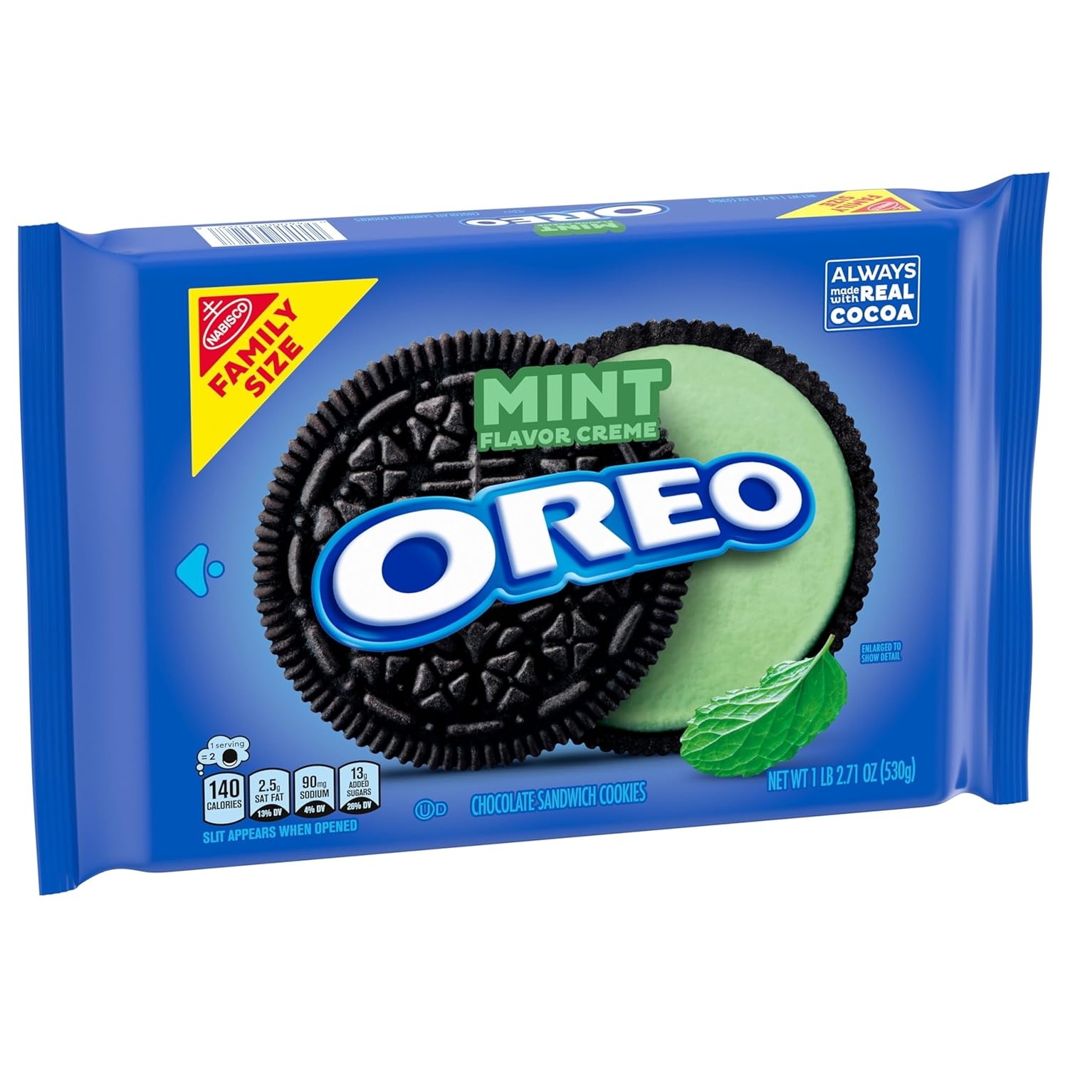image:imageOREO Mint Creme Chocolate Sandwich Cookies Family Size 121871 oz Packs