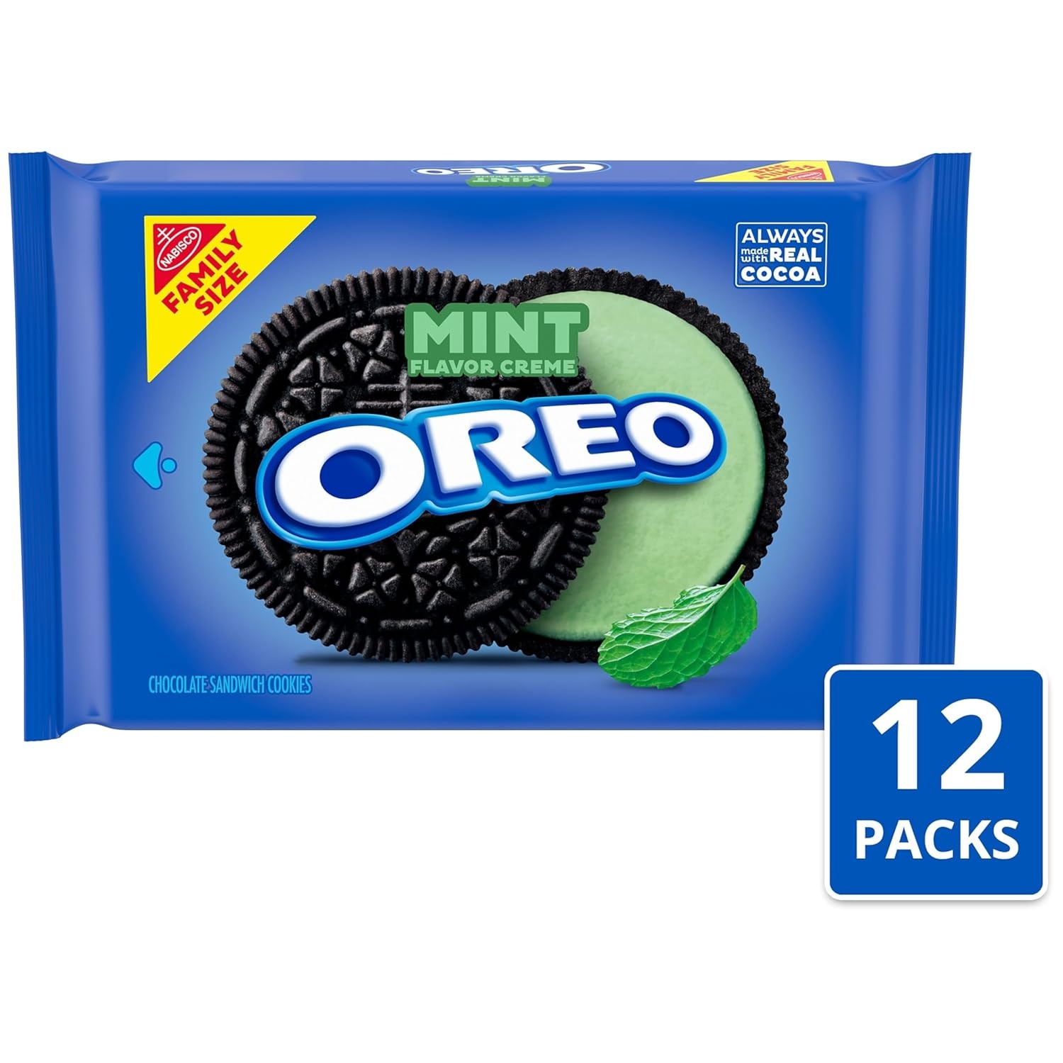 image:imageOREO Mint Creme Chocolate Sandwich Cookies Family Size 121871 oz Packs