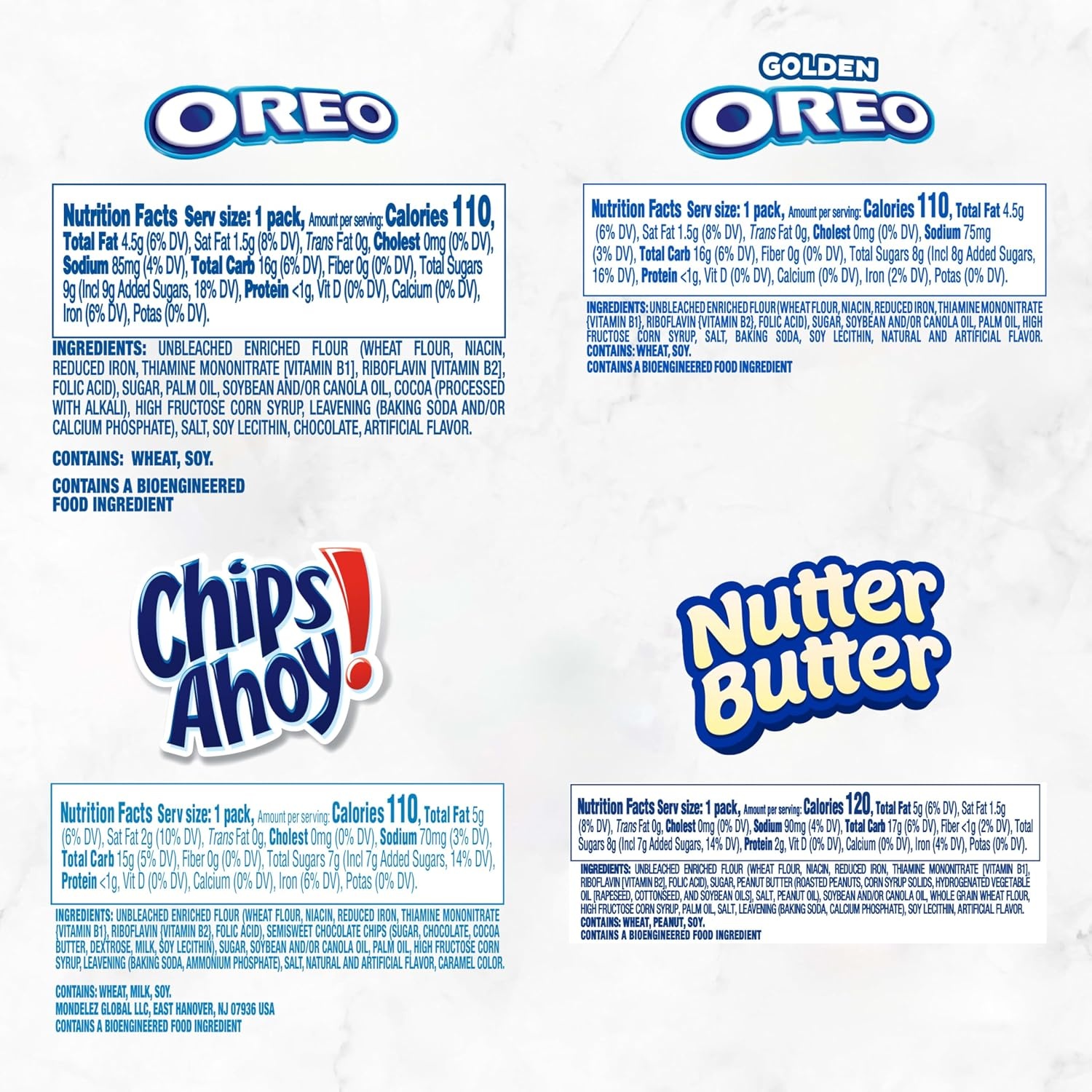 image:imageOREO Original OREO Golden CHIPS AHOY amp Nutter Butter Cookie Snacks Variety Pack 56 Snack Packs 2 Cookies Per Pack
