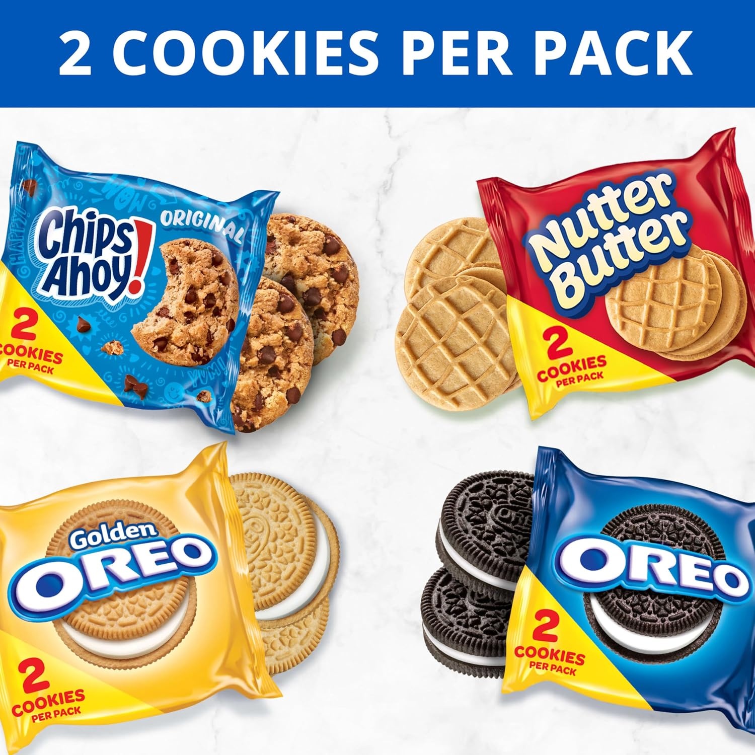 image:imageOREO Original OREO Golden CHIPS AHOY amp Nutter Butter Cookie Snacks Variety Pack 56 Snack Packs 2 Cookies Per Pack