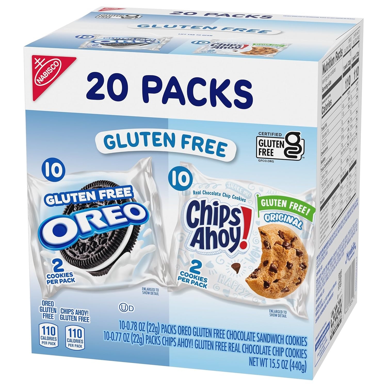 image:imageOREO Sandwich Cookies amp CHIPS AHOY Chocolate Chip Cookies Gluten Free Variety Pack 20 Snack Packs155 OZ