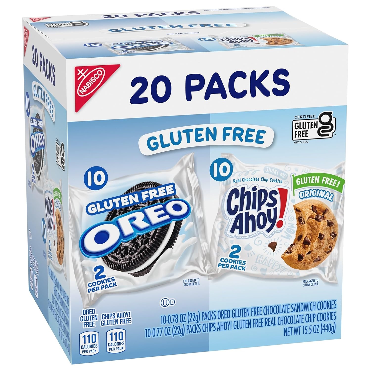 image:imageOREO Sandwich Cookies amp CHIPS AHOY Chocolate Chip Cookies Gluten Free Variety Pack 20 Snack Packs155 OZ