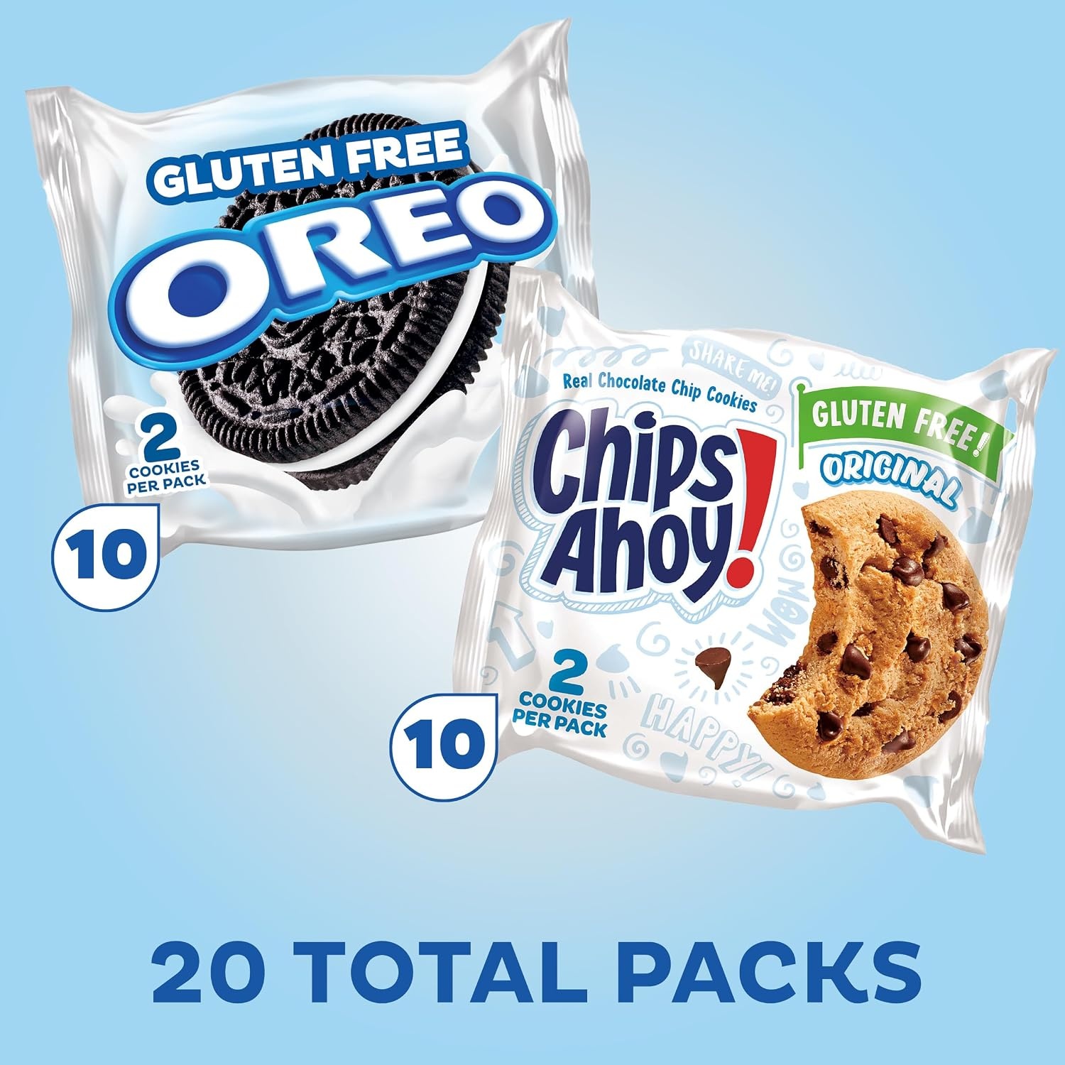 image:imageOREO Sandwich Cookies amp CHIPS AHOY Chocolate Chip Cookies Gluten Free Variety Pack 20 Snack Packs155 OZ