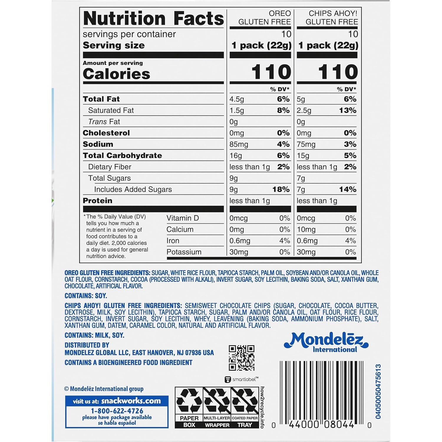 image:imageOREO Sandwich Cookies amp CHIPS AHOY Chocolate Chip Cookies Gluten Free Variety Pack 20 Snack Packs155 OZ