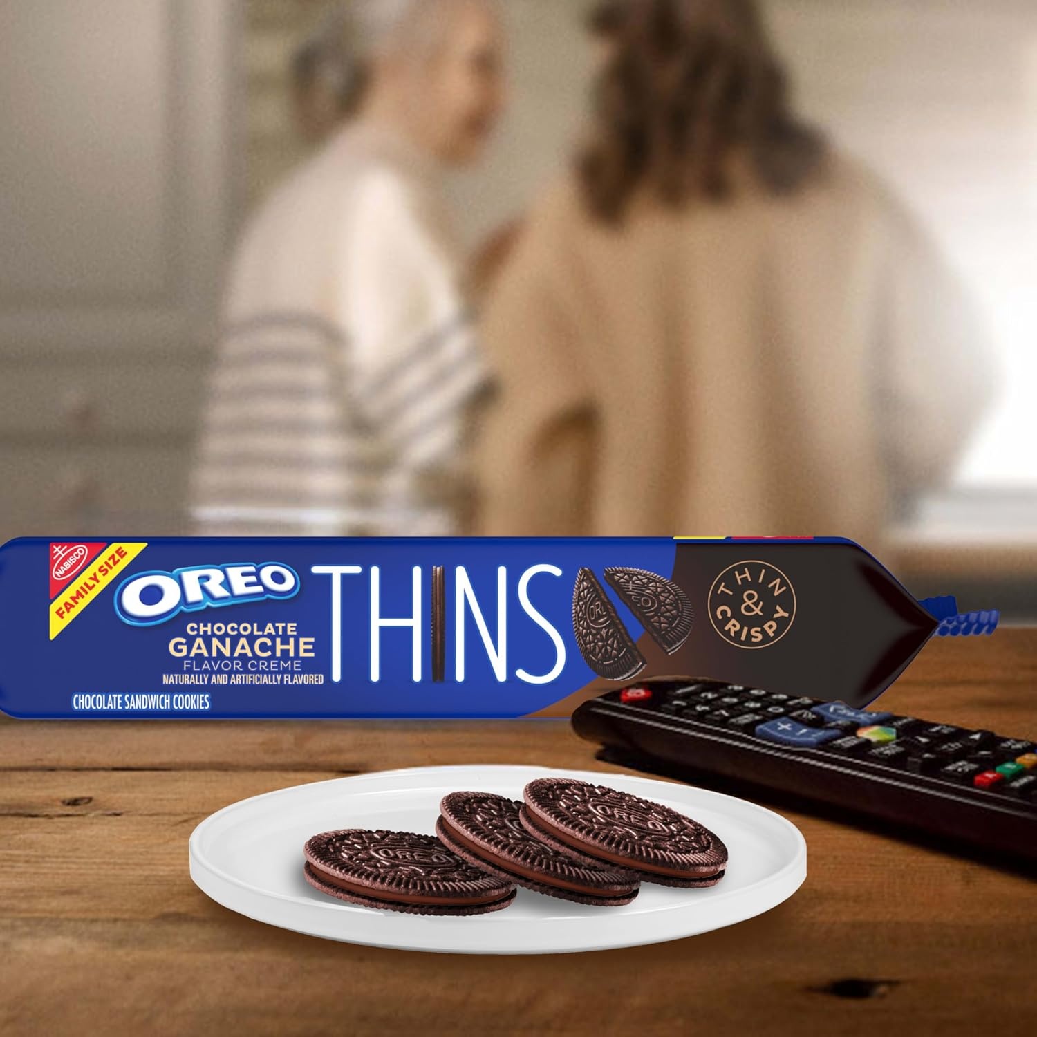 image:imageOREO Thins Chocolate Ganache Creme Chocolate Sandwich Cookies Family Size 1233 oz1233 Ounce Pack of 1
