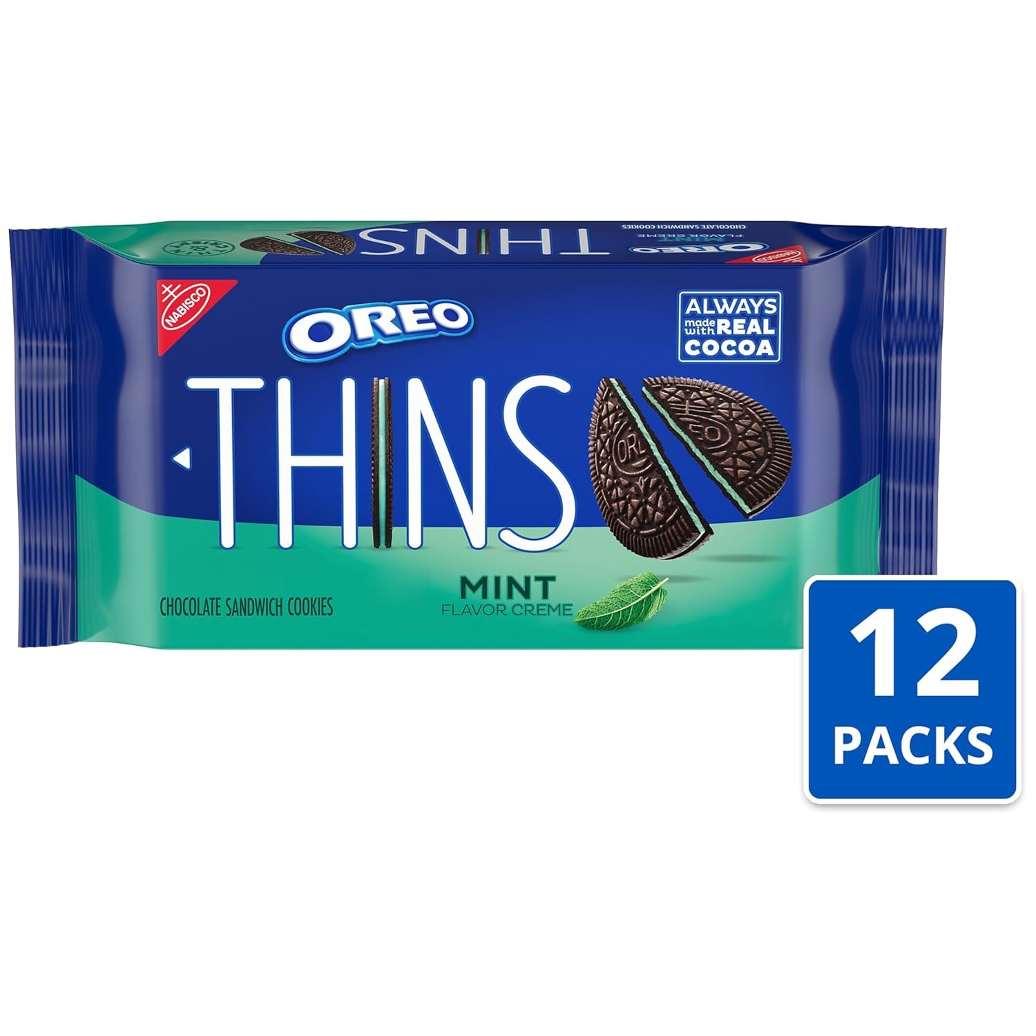 image:imageOREO Thins Mint Creme Chocolate Sandwich Cookies 12921 oz Packs
