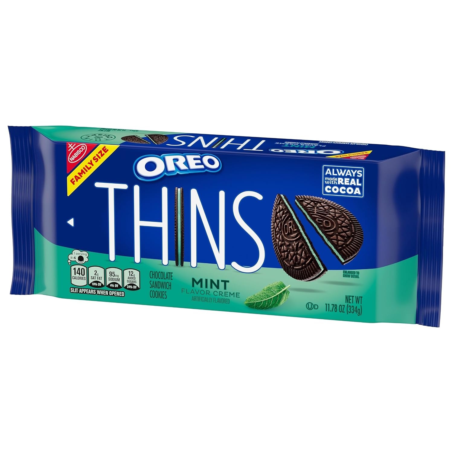 image:imageOREO Thins Mint Creme Chocolate Sandwich Cookies Family Size 1178 oz1178 Ounce Pack of 1