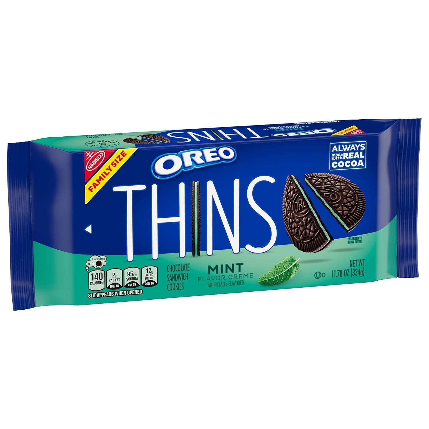 image:imageOREO Thins Mint Creme Chocolate Sandwich Cookies Family Size 1178 oz1178 Ounce Pack of 1