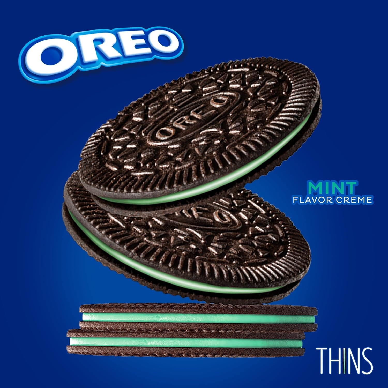 image:imageOREO Thins Mint Creme Chocolate Sandwich Cookies Family Size 1178 oz1178 Ounce Pack of 1