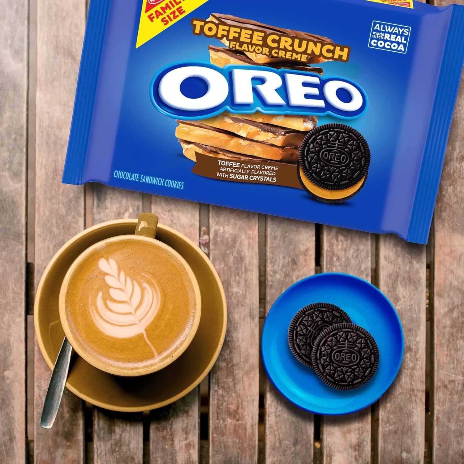 image:imageOREO Toffee Crunch Creme with Sugar Crystals Chocolate Sandwich Cookies Family Size 12 17 oz PacksChocolate