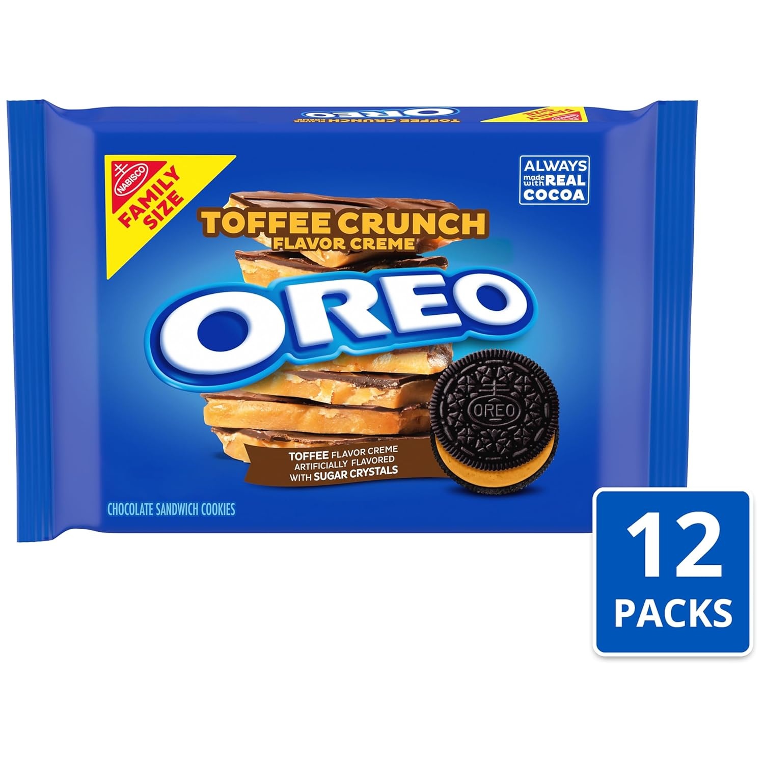 image:imageOREO Toffee Crunch Creme with Sugar Crystals Chocolate Sandwich Cookies Family Size 12 17 oz PacksChocolate