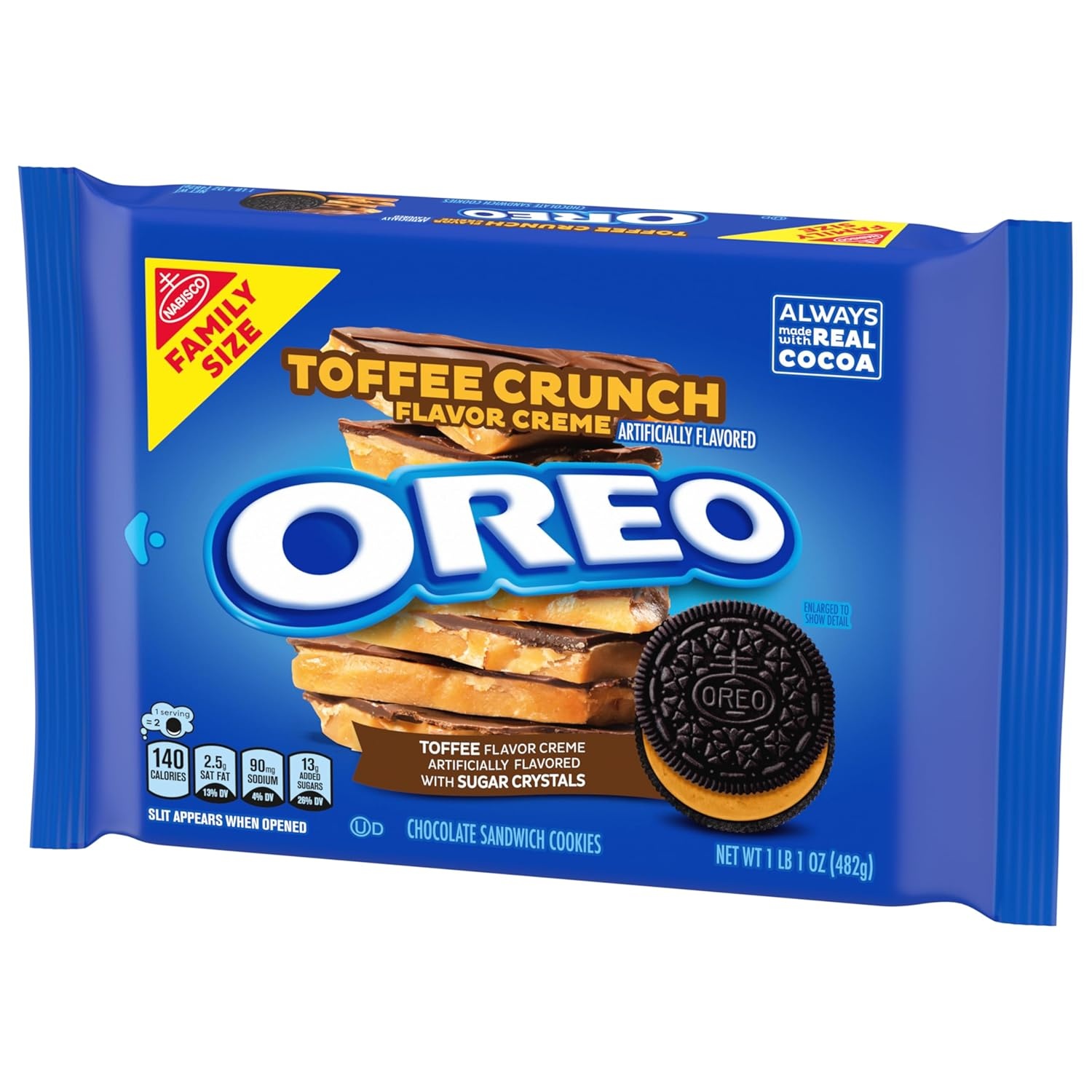 image:imageOREO Toffee Crunch Creme with Sugar Crystals Chocolate Sandwich Cookies Family Size 12 17 oz PacksChocolate