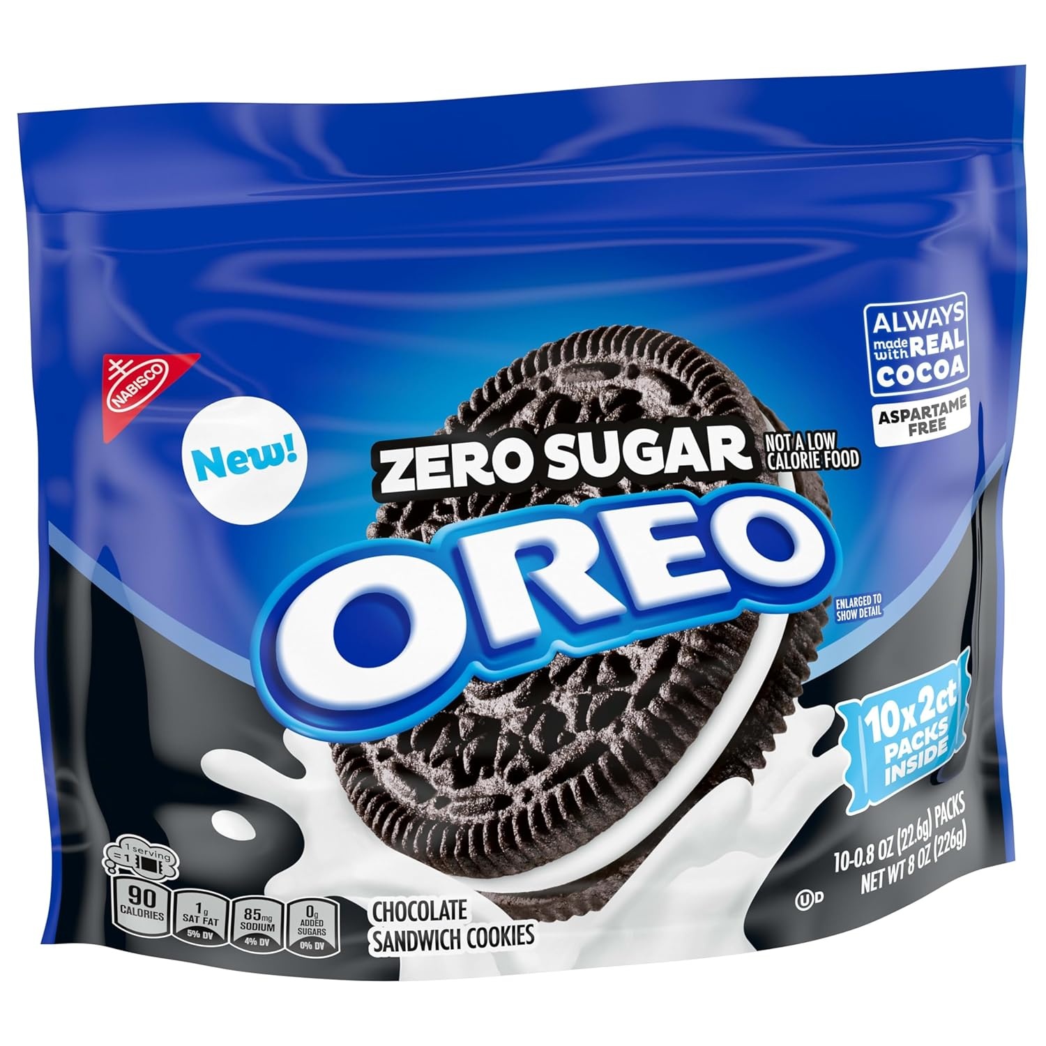 image:imageOREO Zero Sugar Chocolate Sandwich Cookies 10 Snack Packs 2 Cookies Per Pack