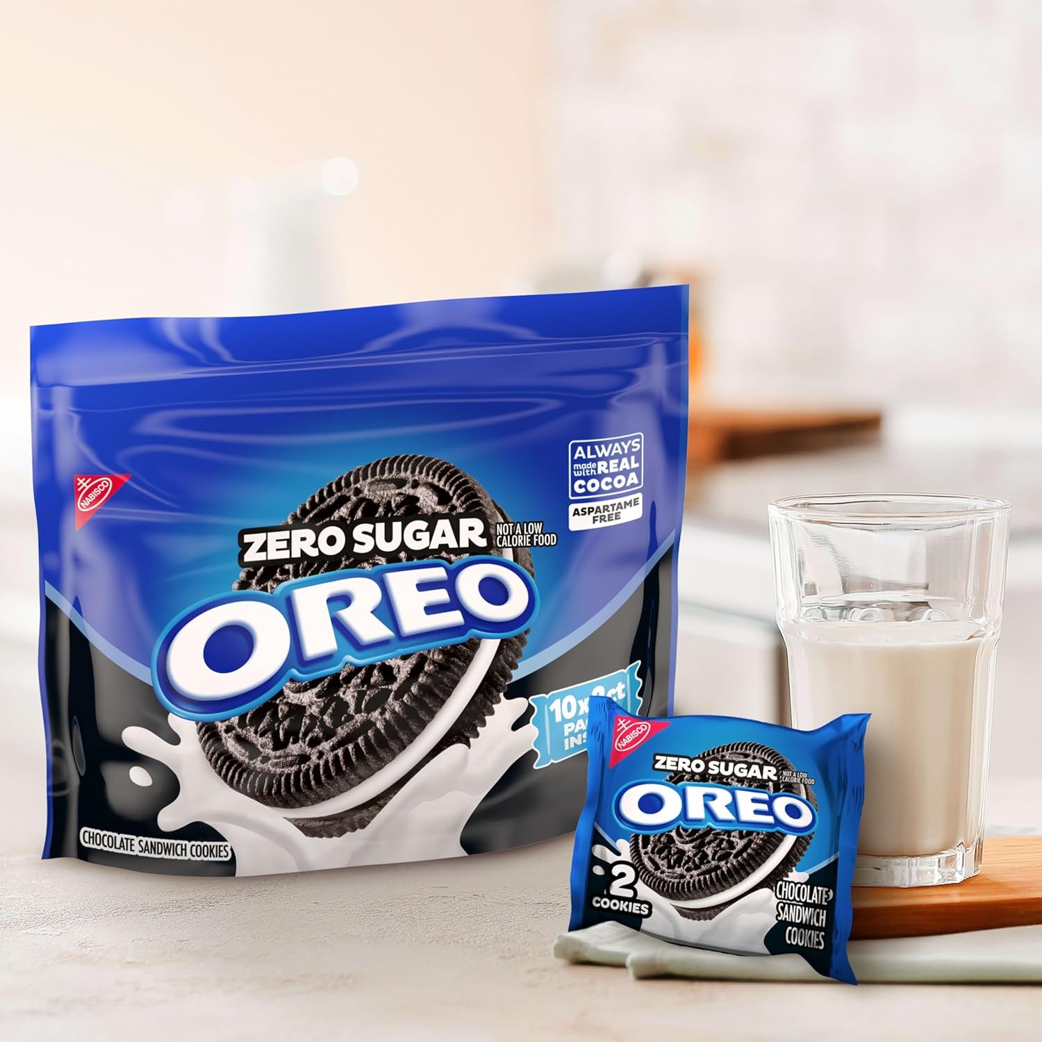 image:imageOREO Zero Sugar Chocolate Sandwich Cookies 10 Snack Packs 2 Cookies Per Pack