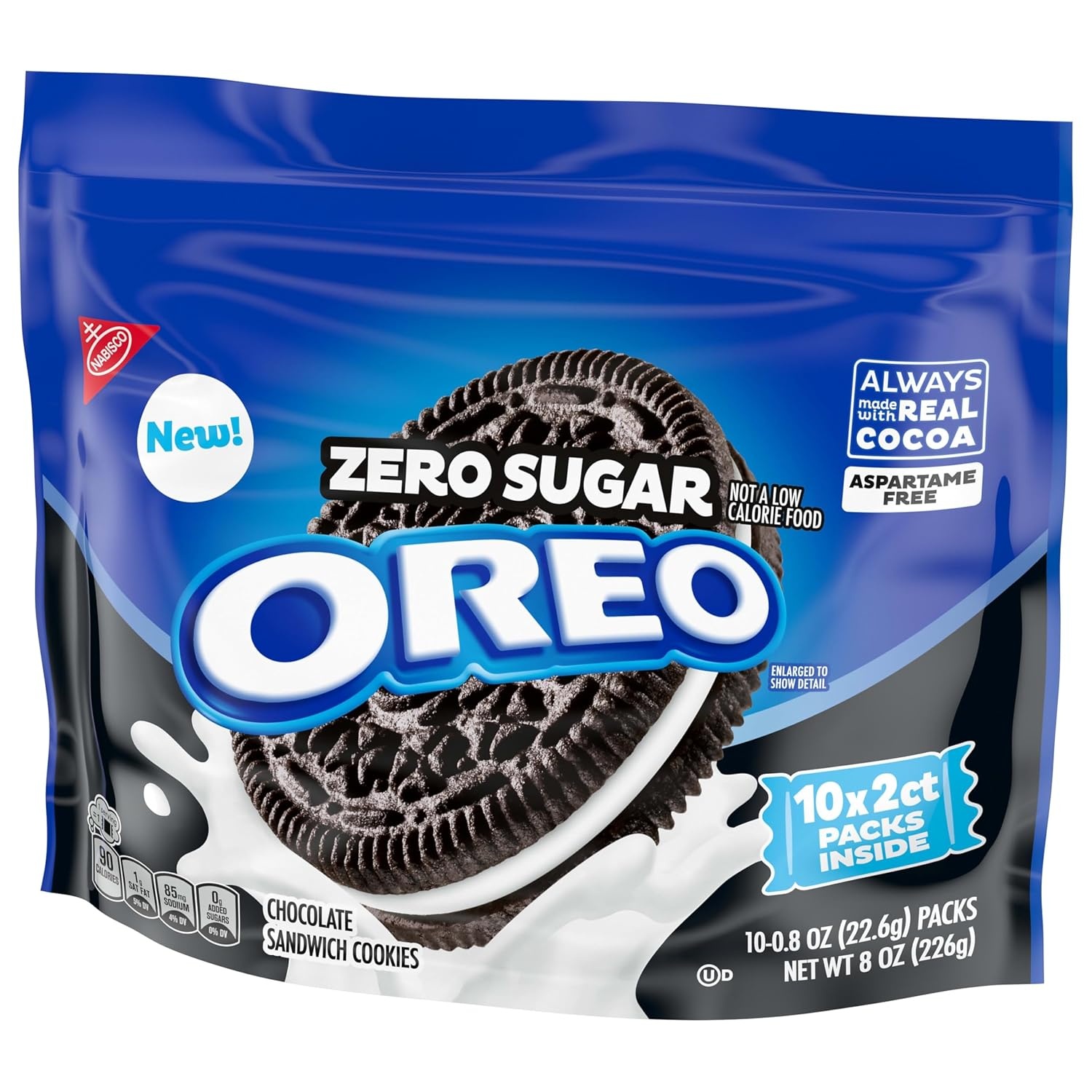 image:imageOREO Zero Sugar Chocolate Sandwich Cookies 10 Snack Packs 2 Cookies Per Pack