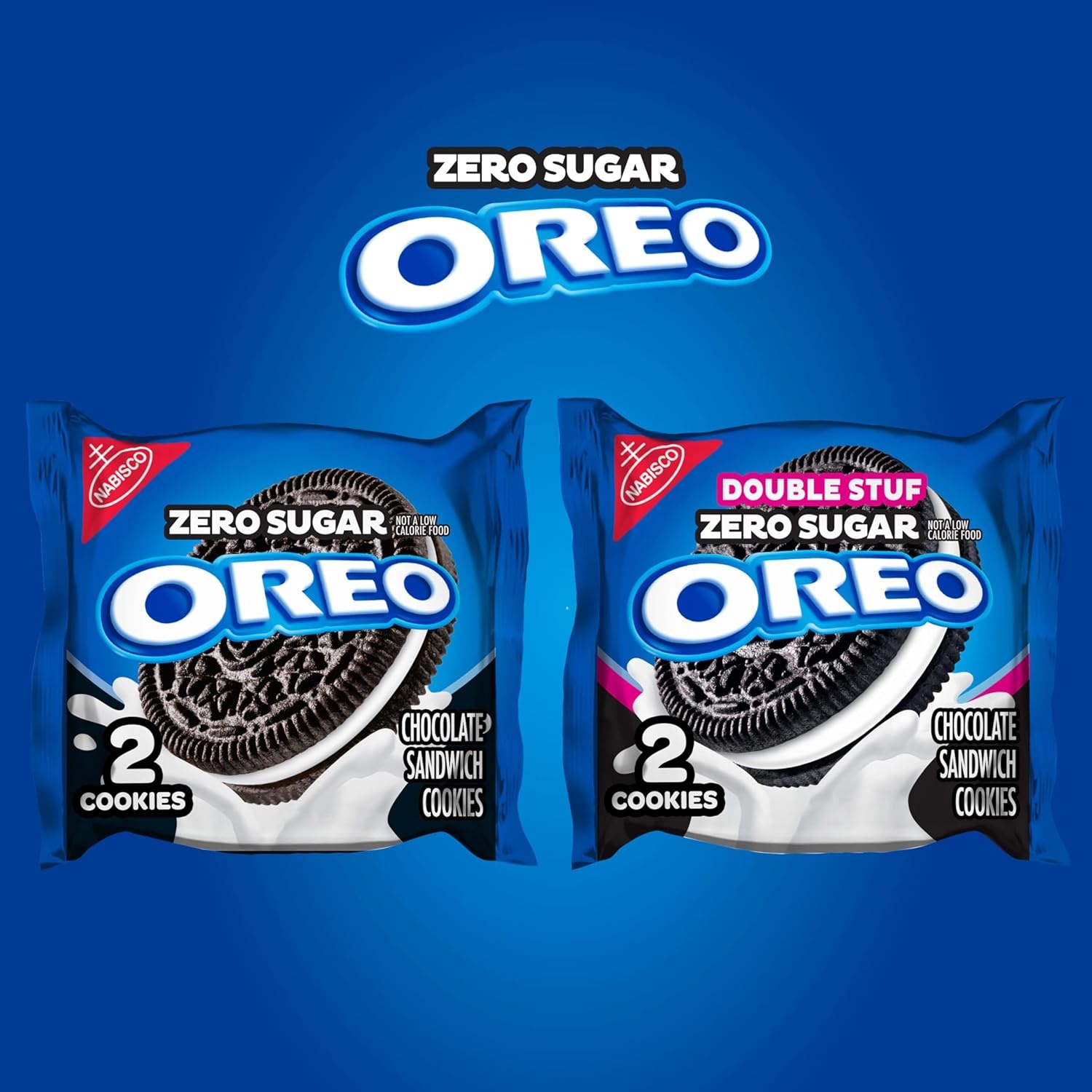 image:imageOREO Zero Sugar and OREO Double Stuf Zero Sugar Chocolate Sandwich Cookies Variety Pack 20 Snack Packs 2 Cookies Each
