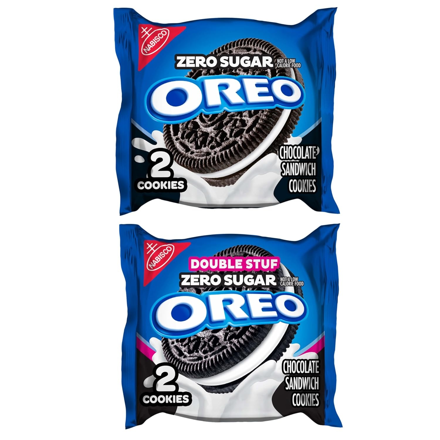 image:imageOREO Zero Sugar and OREO Double Stuf Zero Sugar Chocolate Sandwich Cookies Variety Pack 20 Snack Packs 2 Cookies Each