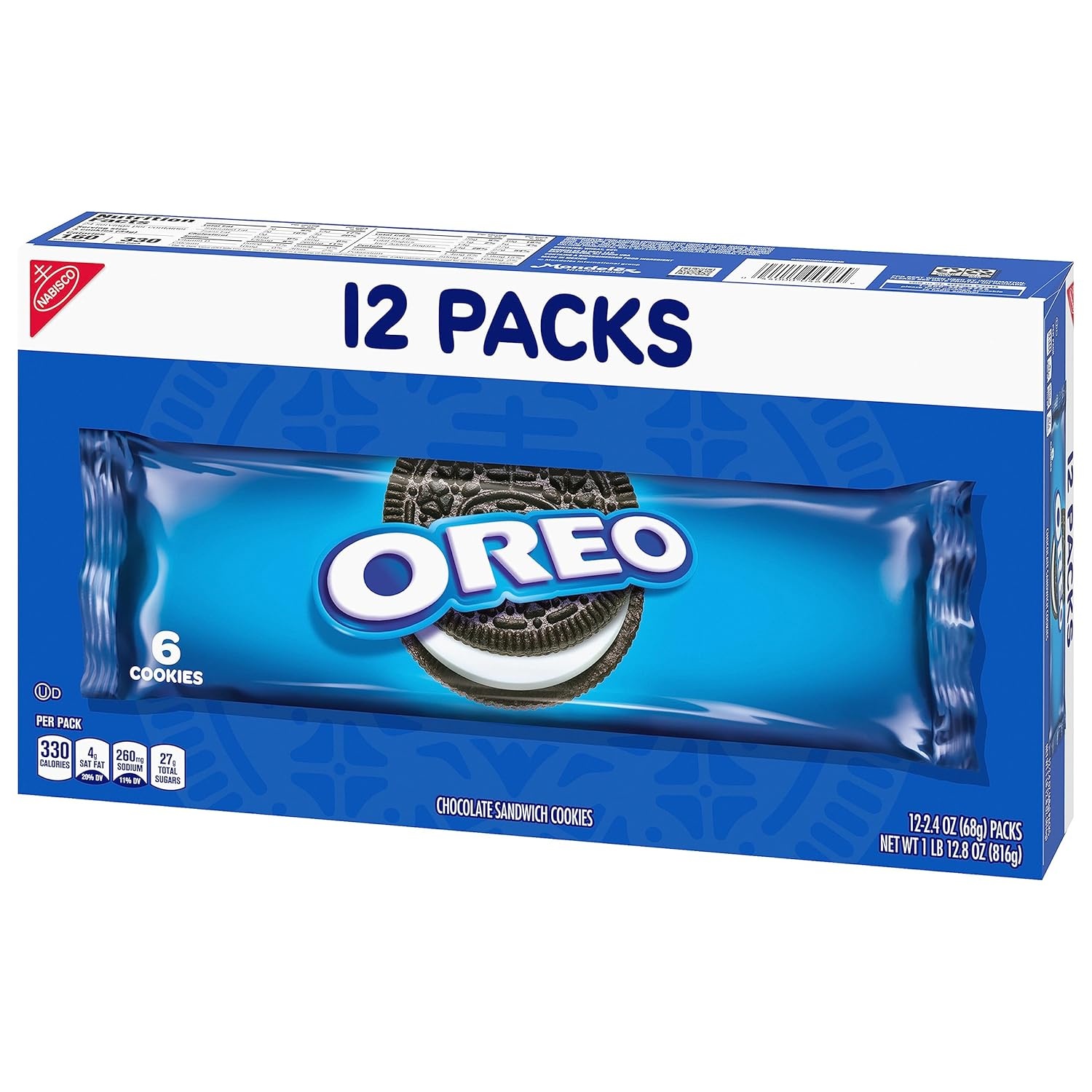 image:imageOreo Double Stuf Chocolate Sandwich Cookies Family Size 1871 oz12 Count Pack of 4