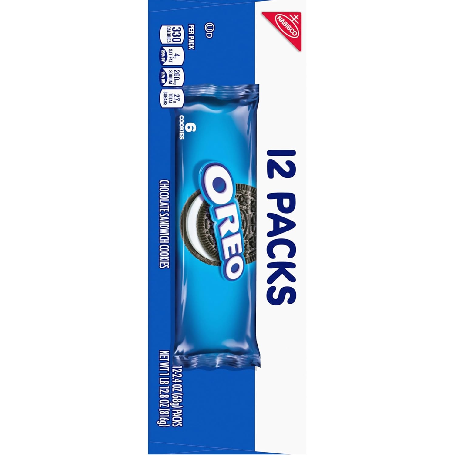 image:imageOreo Double Stuf Chocolate Sandwich Cookies Family Size 1871 oz12 Count Pack of 4
