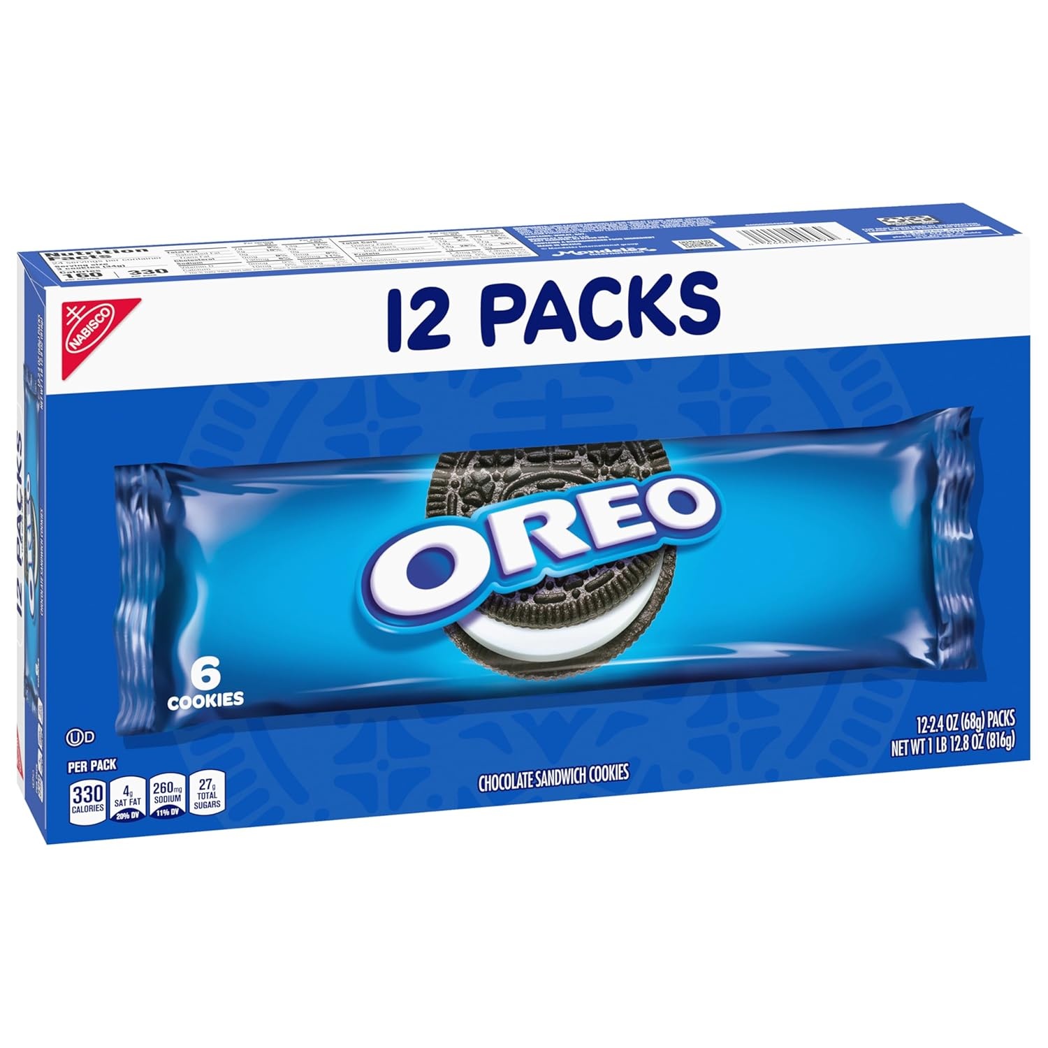 image:imageOreo Double Stuf Chocolate Sandwich Cookies Family Size 1871 oz12 Count Pack of 4
