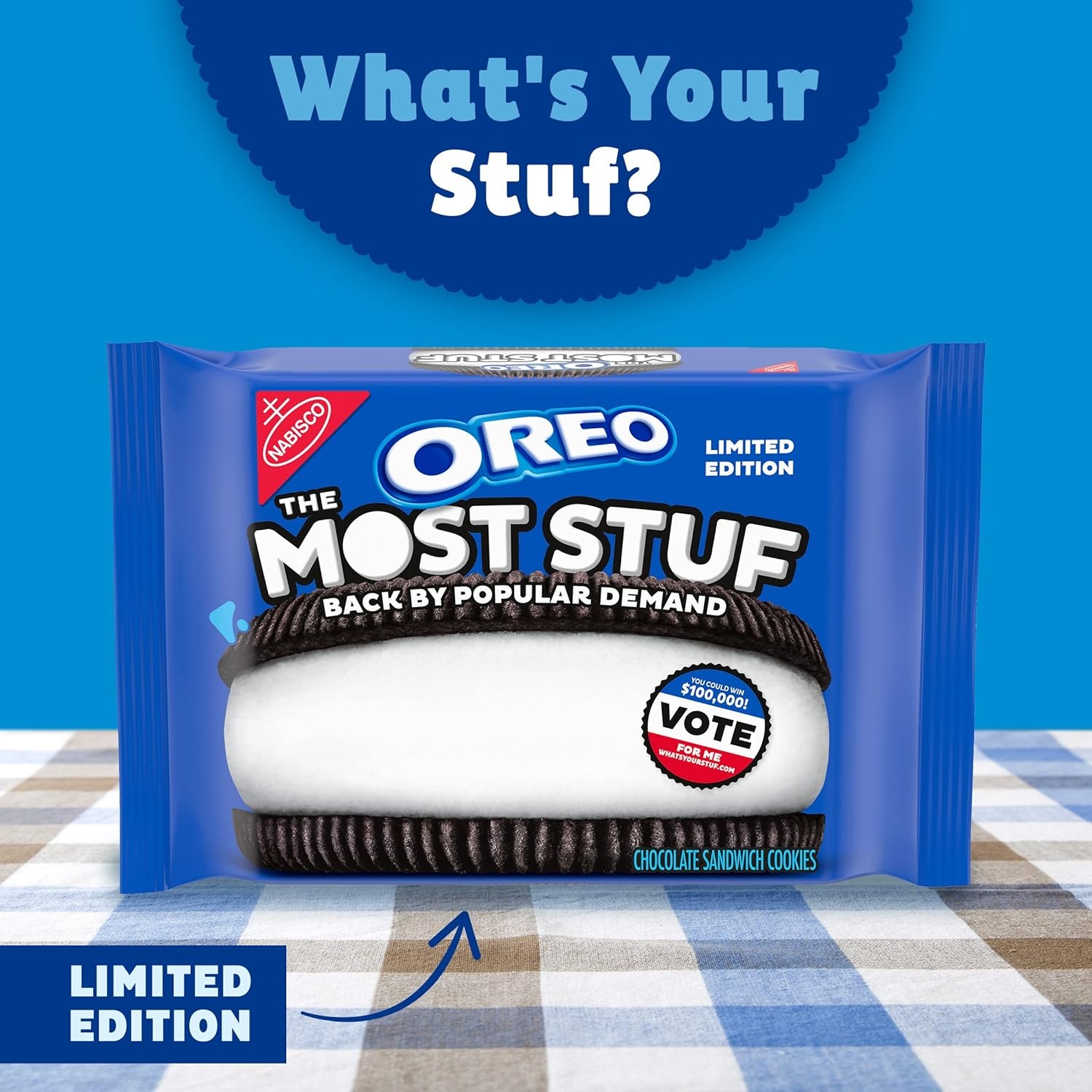 image:imageOreo Double Stuf Chocolate Sandwich Cookies Family Size 1871 oz134 Ounce Pack of 1