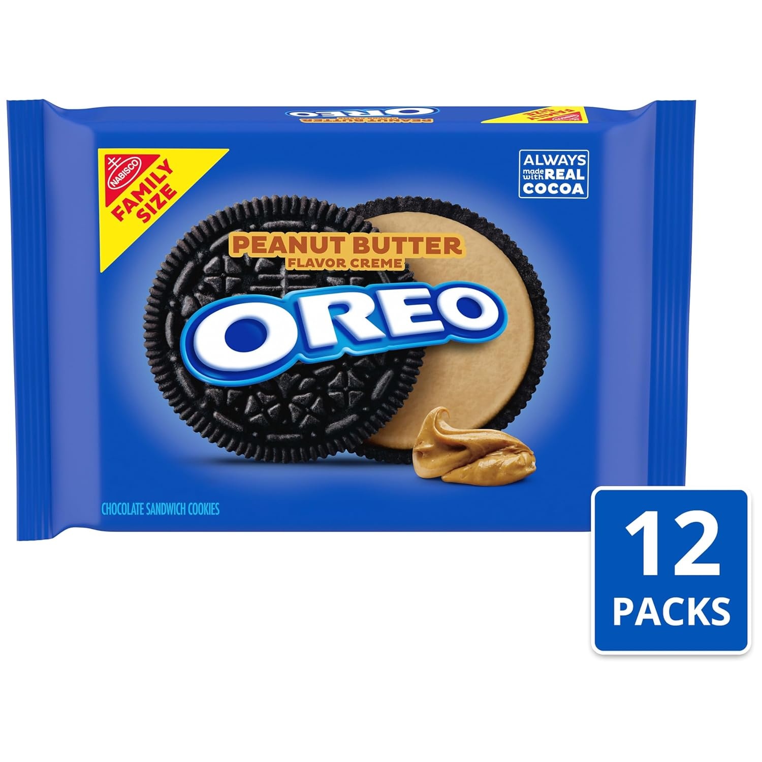 image:imageOreo Double Stuf Chocolate Sandwich Cookies Family Size 1871 oz17 Ounce Pack of 12