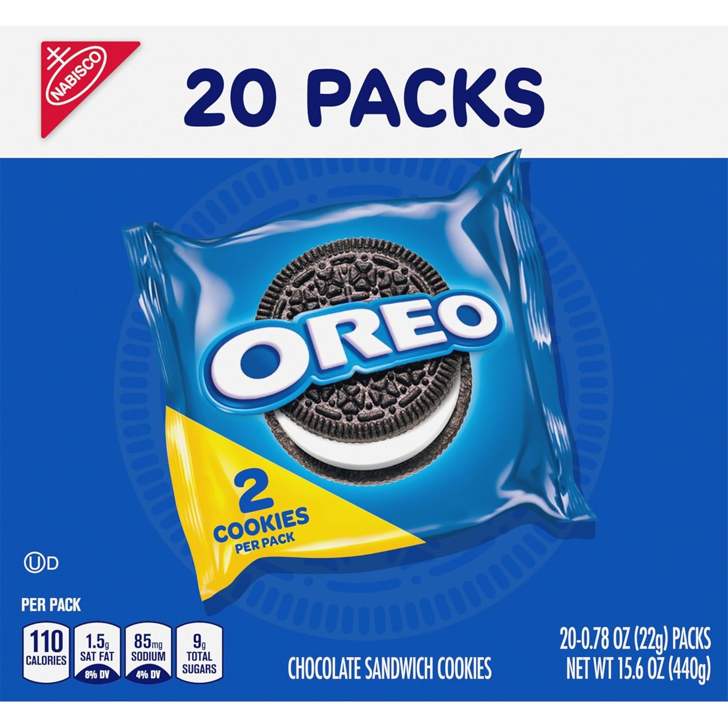image:imageOreo Double Stuf Chocolate Sandwich Cookies Family Size 1871 oz20 Count Pack of 4