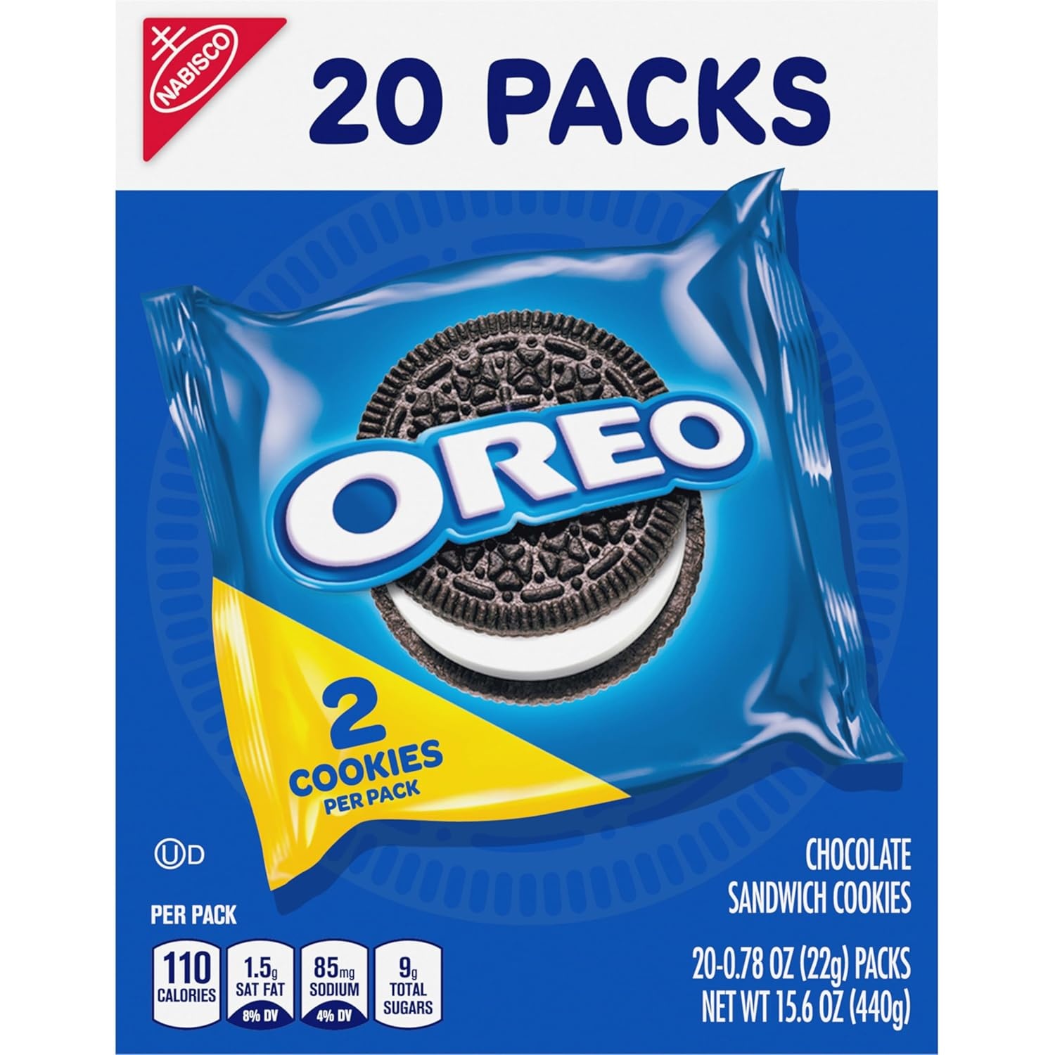 image:imageOreo Double Stuf Chocolate Sandwich Cookies Family Size 1871 oz20 Count Pack of 4