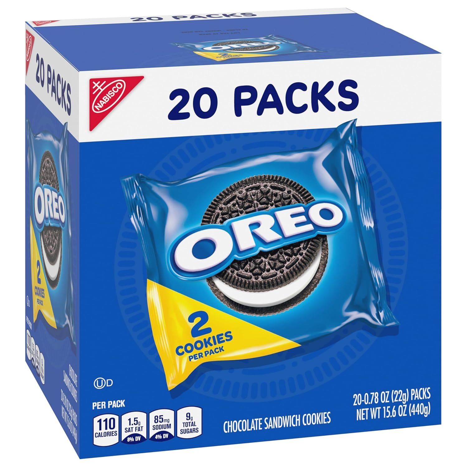 image:imageOreo Double Stuf Chocolate Sandwich Cookies Family Size 1871 oz20 Count Pack of 4