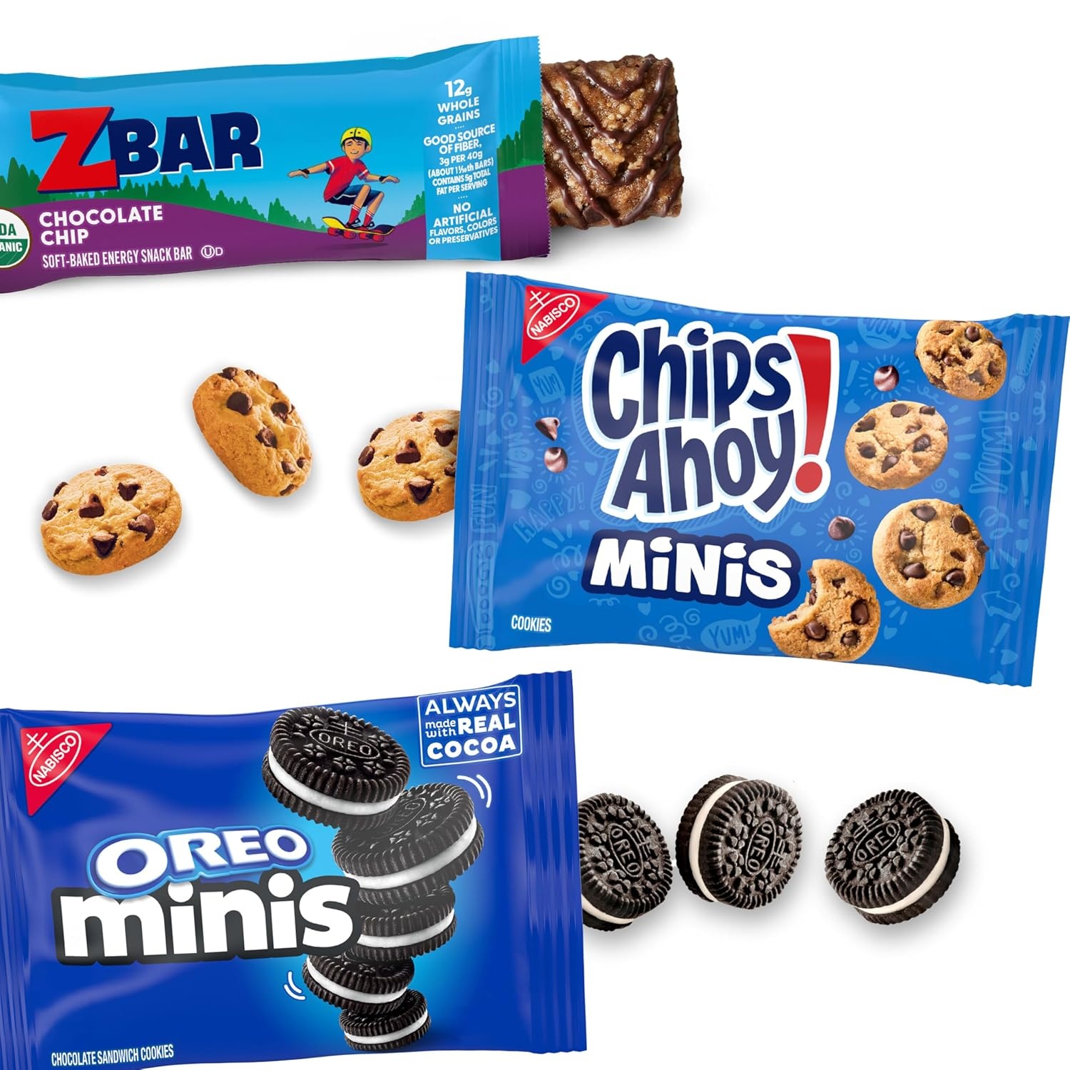image:imageZbar Chocolate Chip SoftBaked Energy Snack Bars RITZ Bits Cheese Sandwich Crackers and OREO Minis Chocolate Sandwich Cookies On the Go Snacks Variety Pack 15 Count