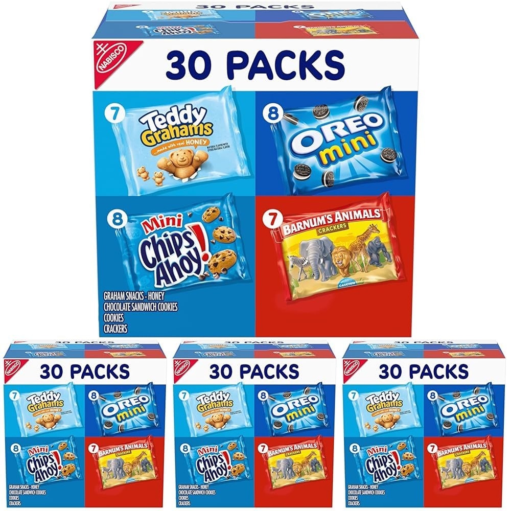 image:imageNabisco Team Favorites Variety Pack Oreo Mini Chips Ahoy Mini Teddy Grahams Honey and Barnums Animal Crackers 30 Snack Packs1 Ounce Pack of 120