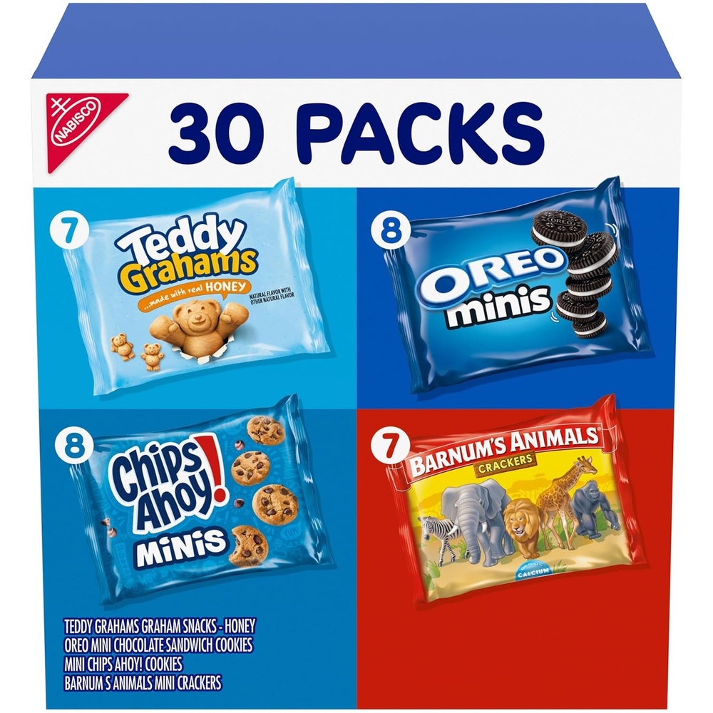 image:imageNabisco Team Favorites Variety Pack Oreo Mini Chips Ahoy Mini Teddy Grahams Honey and Barnums Animal Crackers 30 Snack Packs1 Ounce Pack of 30