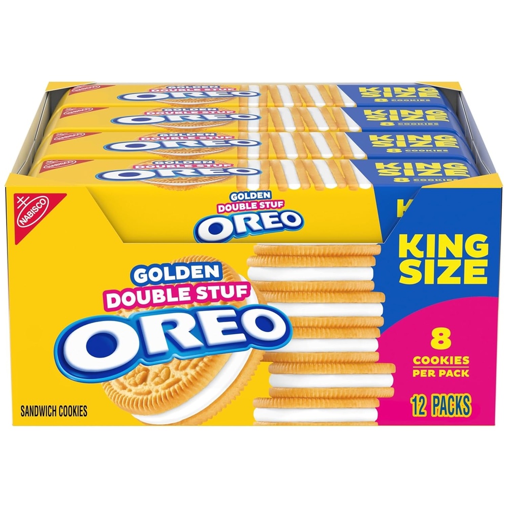 image:imageOREO Double Stuf Golden Sandwich Cookies King Size 12 Snack Packs 8 Cookies Per Pack