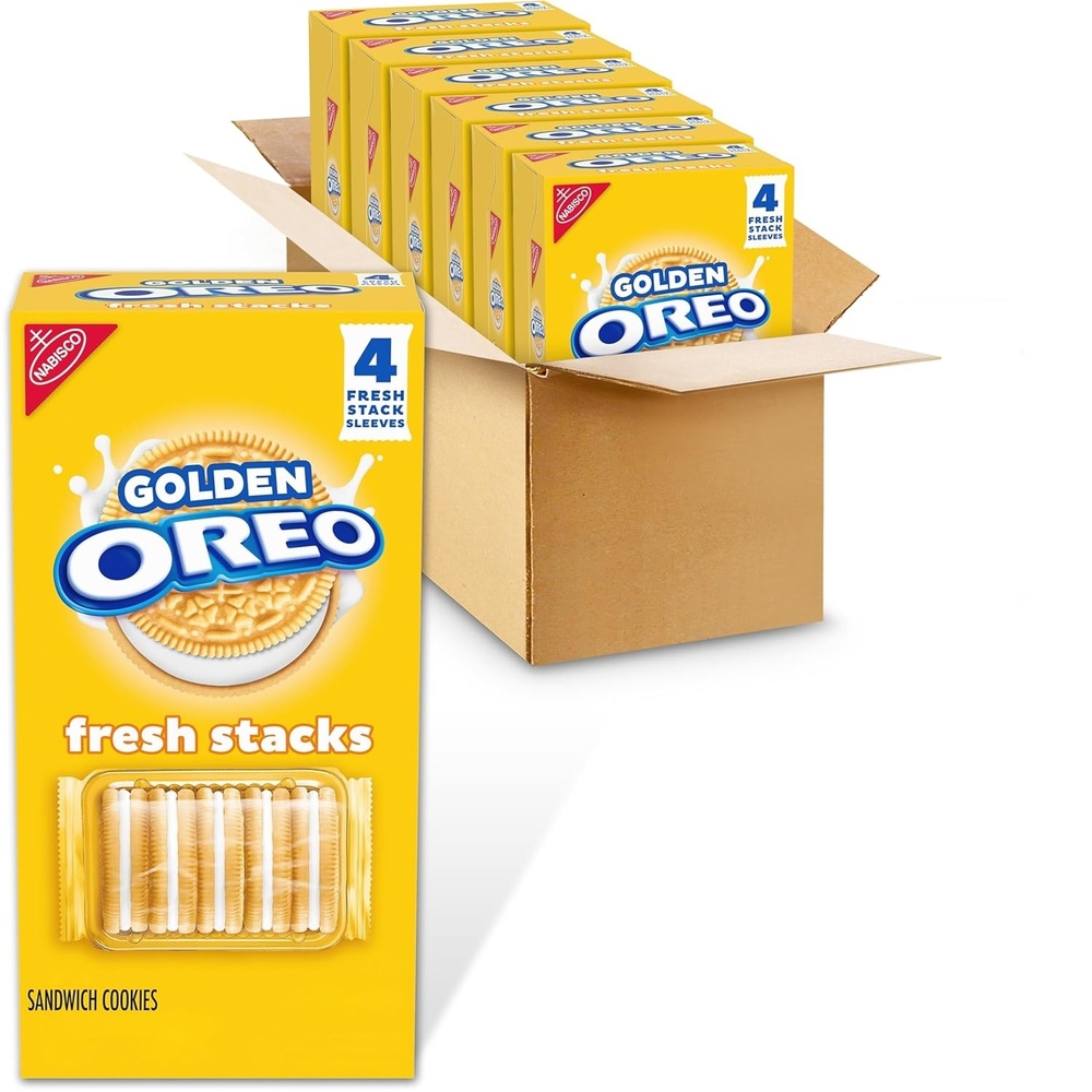 image:imageOREO Fresh Stacks Golden Sandwich Cookies Bulk Travel Snacks 6 Boxes 24 Multi Snack Packs24 Stacks