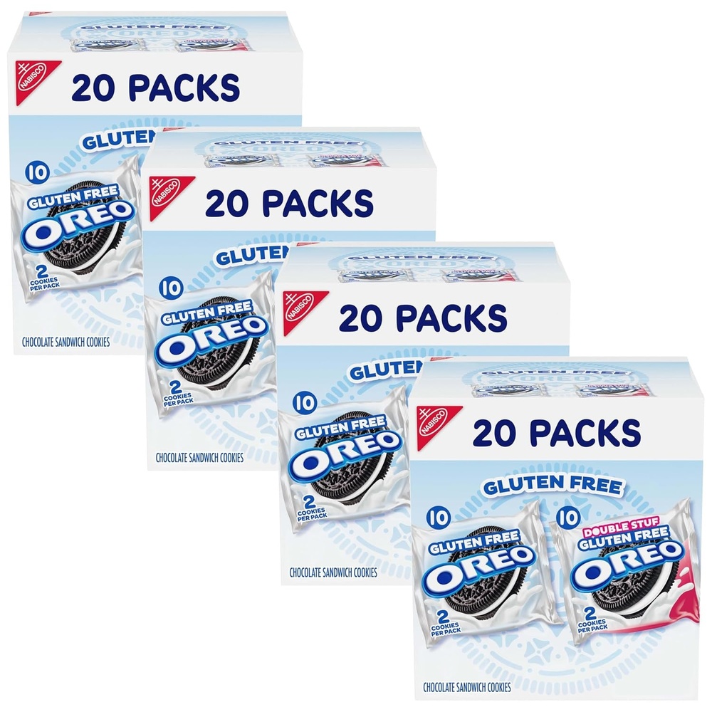 image:imageOREO Gluten Free Original amp Double Stuf Chocolate Sandwich Cookies Variety Pack Gluten Free Cookies 20 Snack Packs 2 Cookies Per Pack20 Count Pack of 4