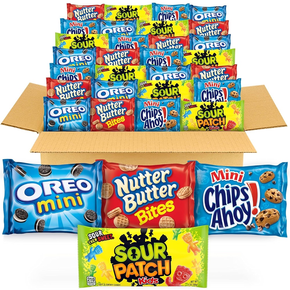 image:imageOREO Mini Cookies CHIPS AHOY Mini Cookies SOUR PATCH KIDS Candy amp Nutter Butter Bites amp Candy Variety Pack 32 Snack Packs32 Snack Packs