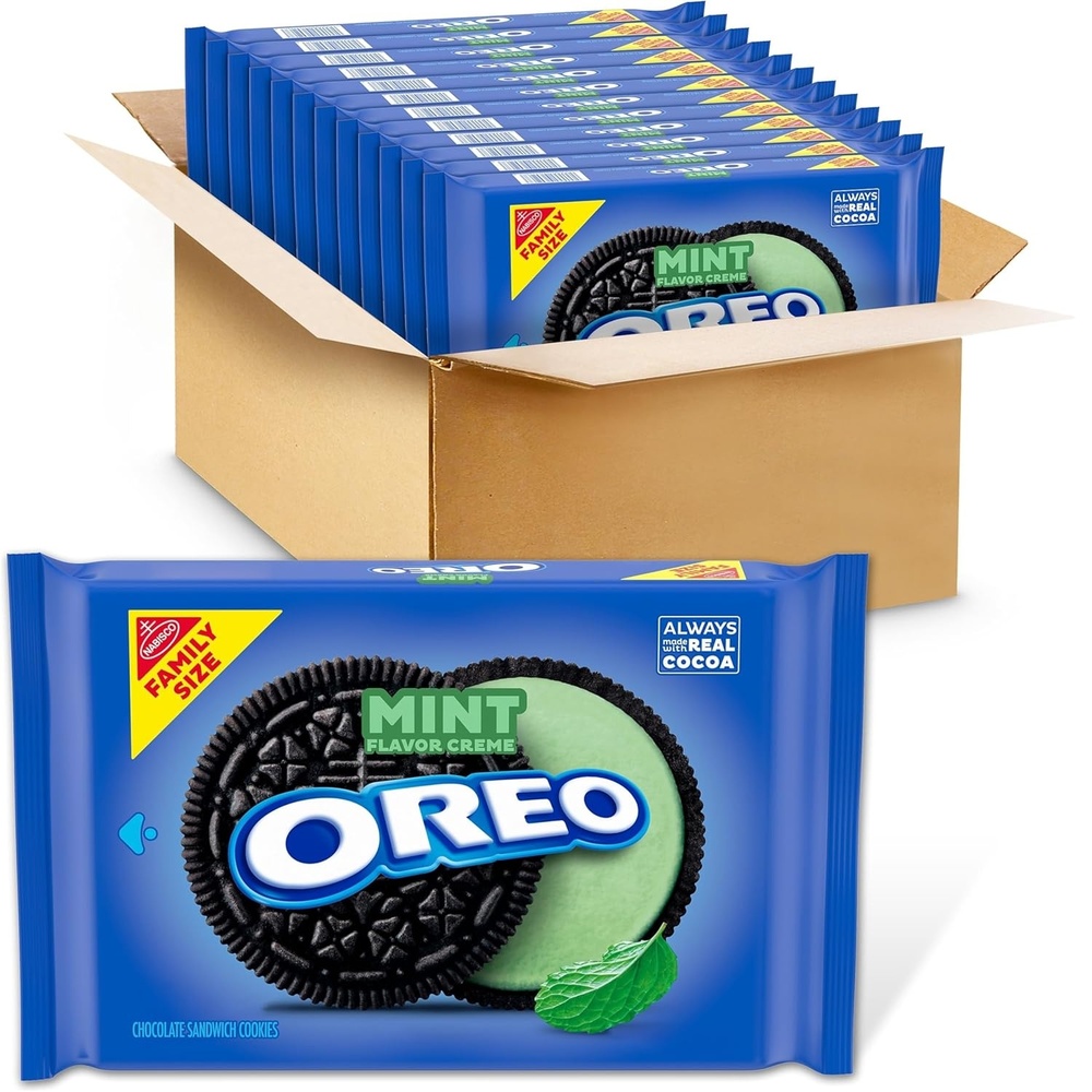 image:imageOREO Mint Creme Chocolate Sandwich Cookies Family Size 121871 oz Packs