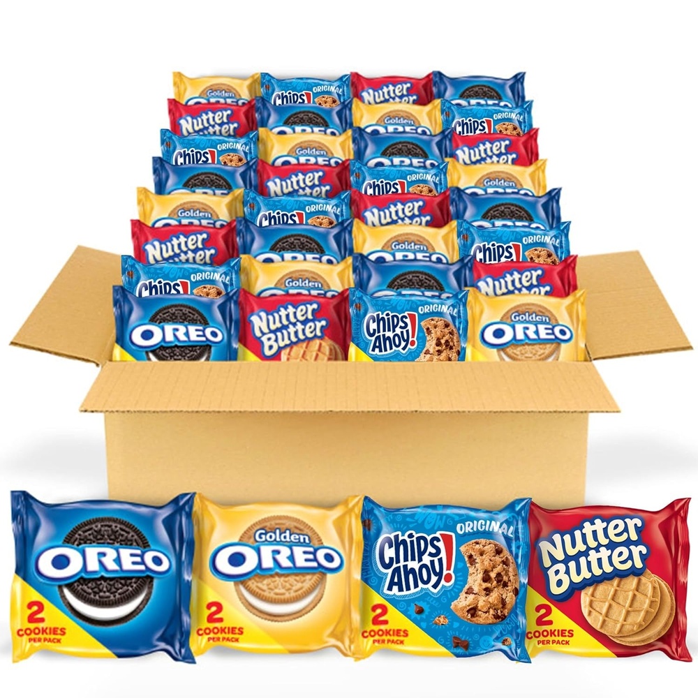 image:imageOREO Original OREO Golden CHIPS AHOY amp Nutter Butter Cookie Snacks Variety Pack 56 Snack Packs 2 Cookies Per Pack