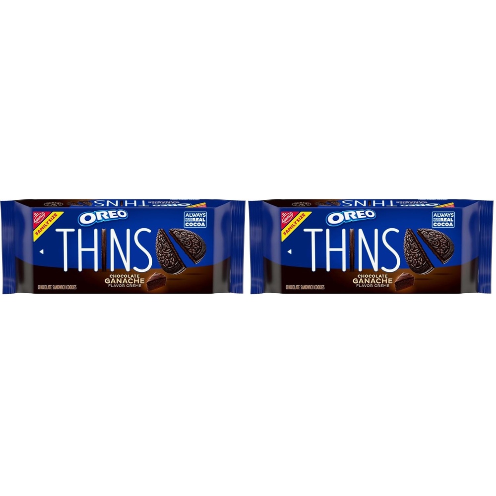image:imageOREO Thins Chocolate Ganache Creme Chocolate Sandwich Cookies Family Size 1233 oz1233 Ounce Pack of 2