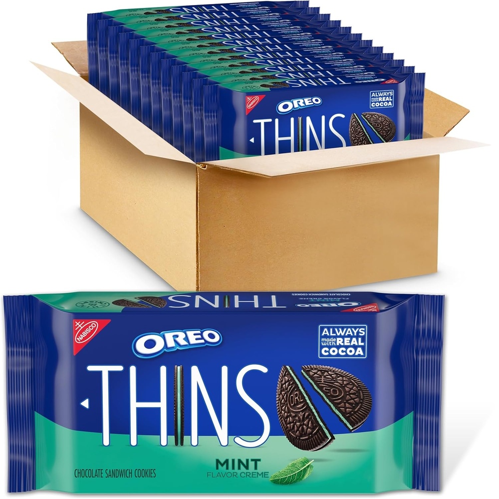 image:imageOREO Thins Mint Creme Chocolate Sandwich Cookies 12921 oz Packs