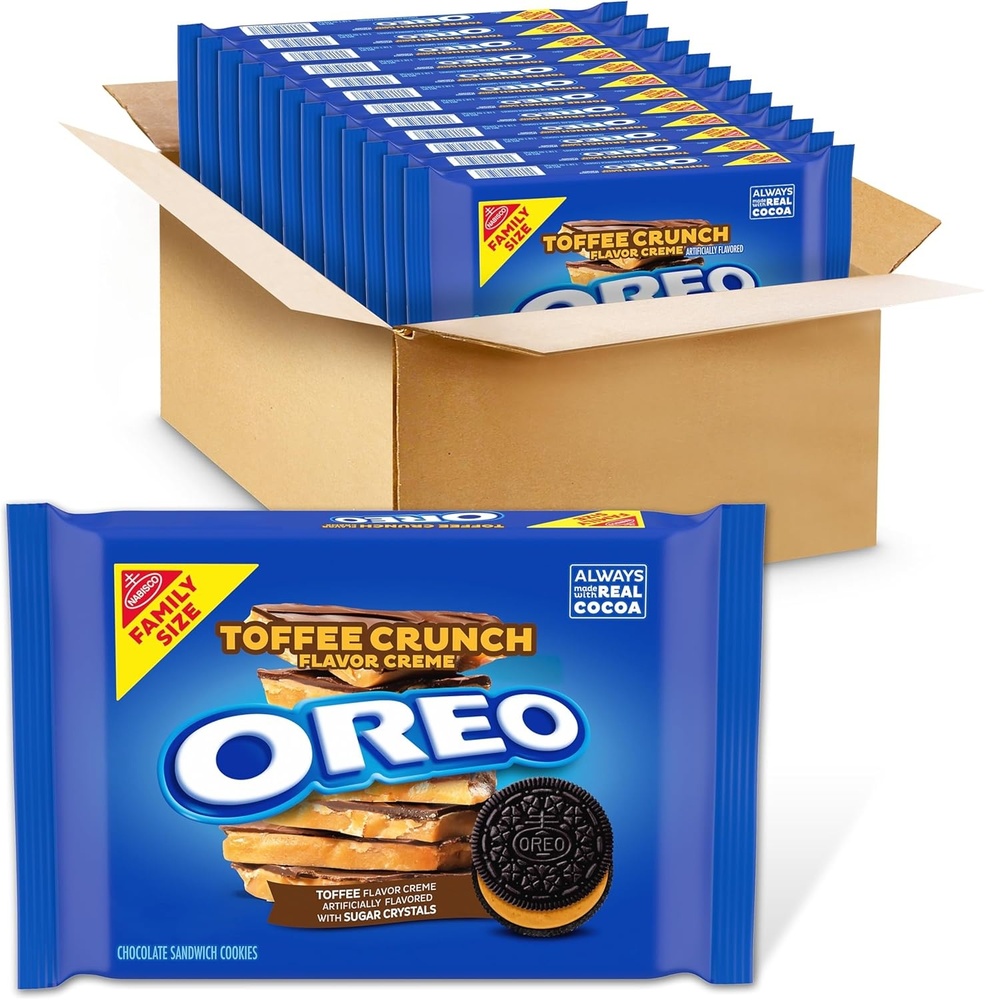 image:imageOREO Toffee Crunch Creme with Sugar Crystals Chocolate Sandwich Cookies Family Size 12 17 oz PacksChocolate