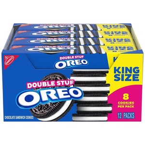 OREO Double Stuf Chocolate Sandwich Cookies, King Size, 12 Snack Packs (8 Cookies Per Pack)(Available Now)
