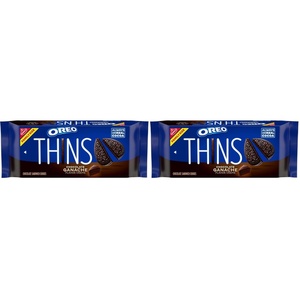OREO Thins Chocolate Ganache Creme Chocolate Sandwich Cookies, Family Size, 12.33 oz(12.33 Ounce (Pack of 2))