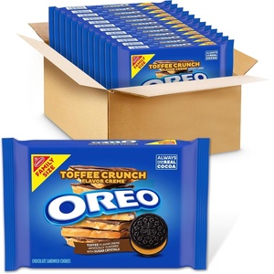 OREO Toffee Crunch Creme with Sugar Crystals Chocolate Sandwich Cookies, Family Size, 12 – 17 oz Packs(Chocolate)